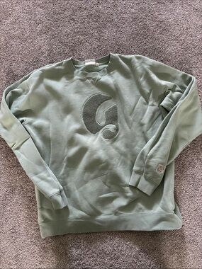 Glossier women’s Sage Green Crewneck Sweatshirt with Embossed G
